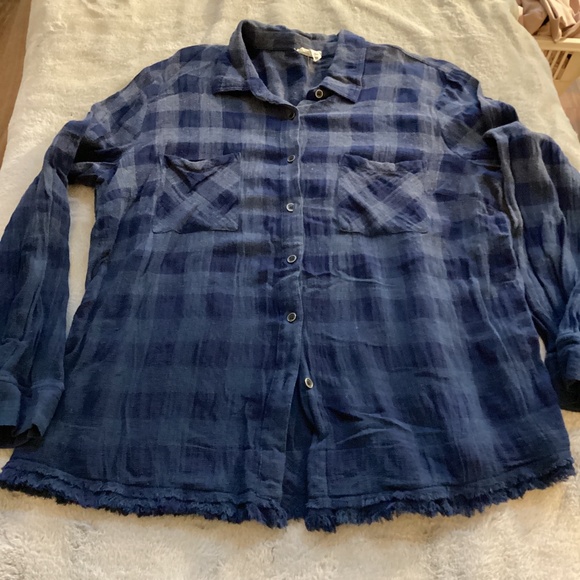 NWOT Tribal jeans blue plaid button up shirt size XL - Picture 1 of 9